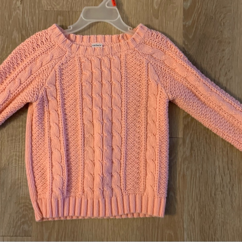 Carter's Girl's Size 4T Cotton Blend Pink Cable Knit Sweater